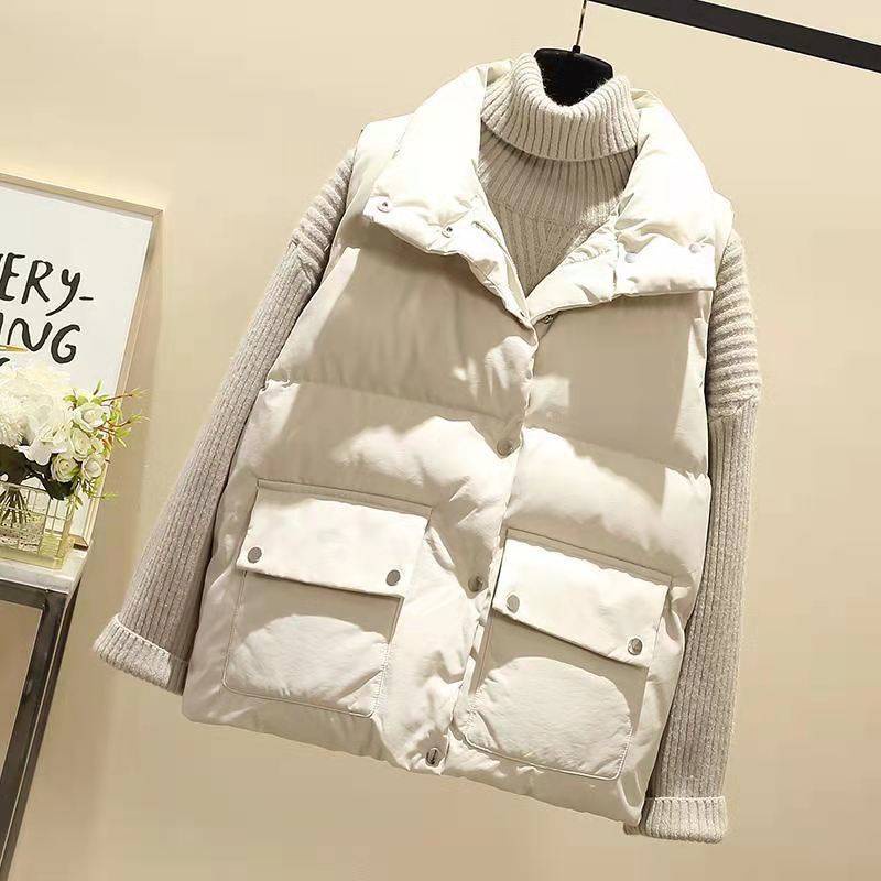 Áo Khoác Phao Cotton Sát Nách Dáng Rộng Ngắn Phong Cách Hàn Quốc Thời Trang 2021 Cho Nữ