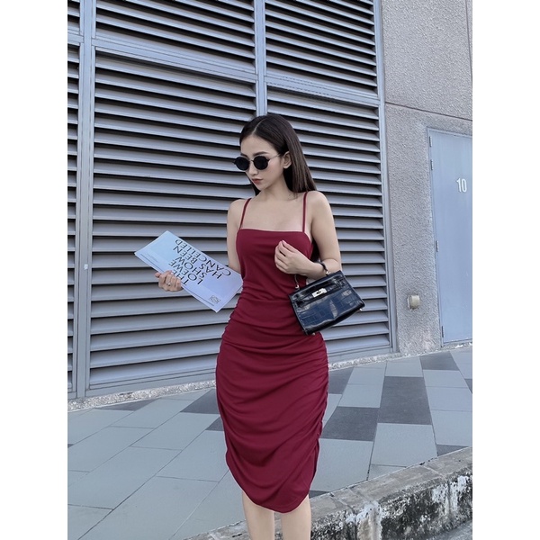 Đầm Midi Ôm Nhún Sườn Yoona