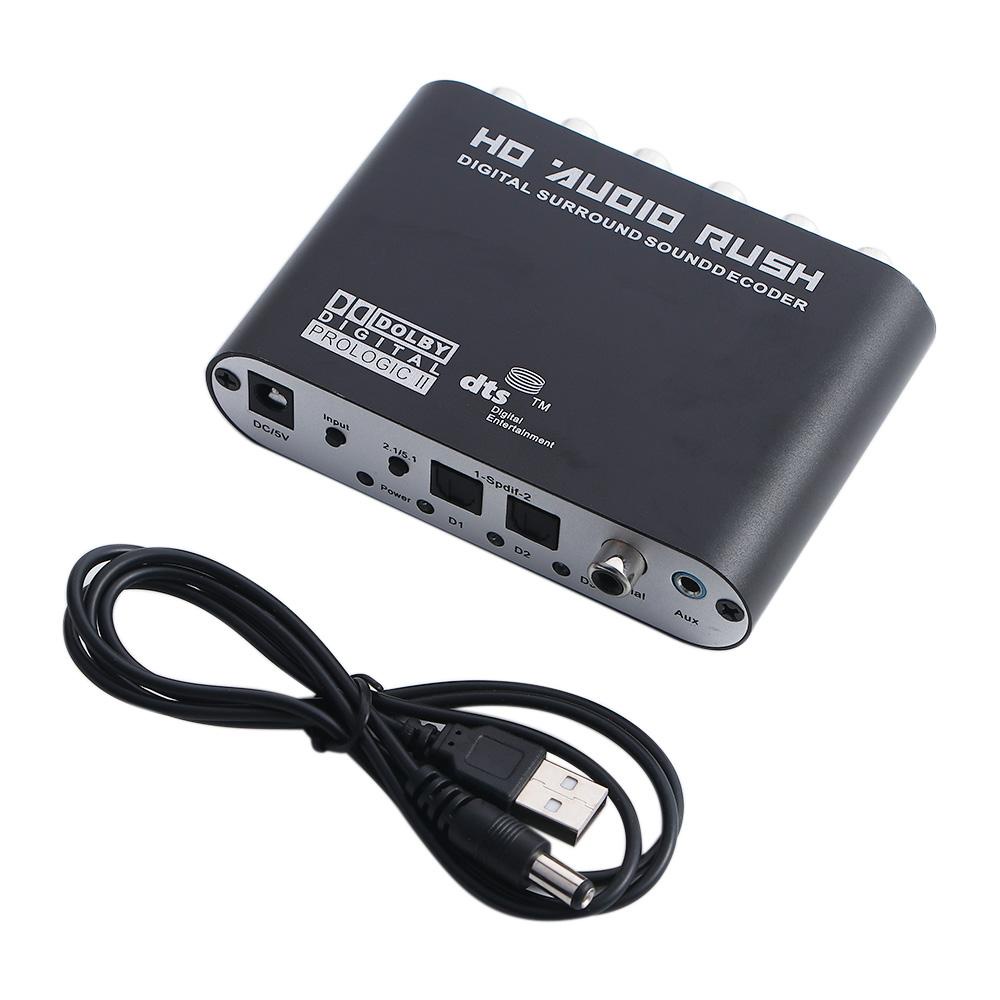 Bộ Thiết Bị Chuyển Đổi Âm Thanh Kỹ Thuật Số 1 Kênh RCA DTS AC3 AUX 3.5mm Sang 6RCA 5.1 DAC 5.1 HD AC3
