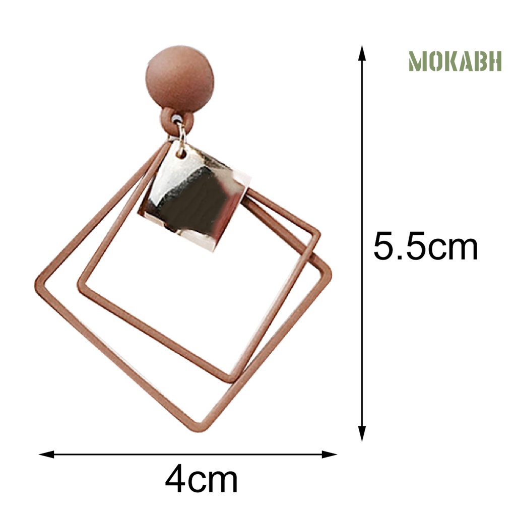 1 Đôi Bông Tai Hình Vuông Hợp Kim Thời Trang