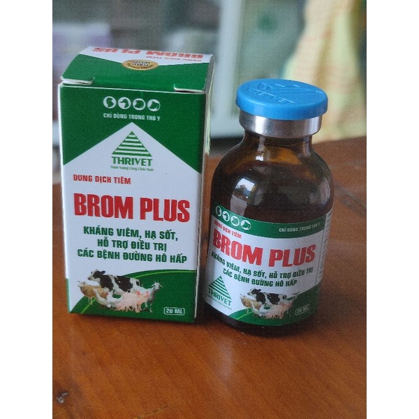 Lọ 20ml Brom Plus (kh.á.n.g v.i.ê.m, l.ong đ.ờm, h.ạ s.ố.t) dùng trong thú y