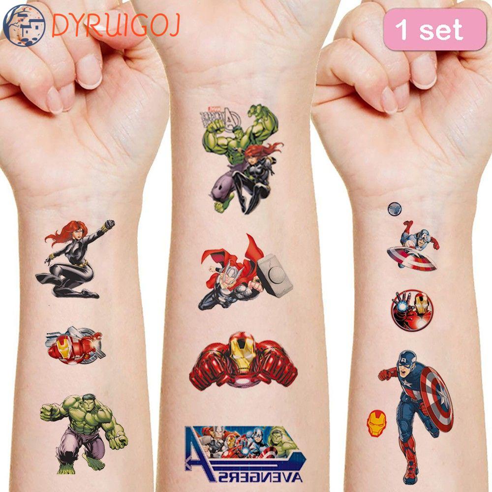 1 Tấm Sticker Dán Hình Xăm Người Nhện Hulk Hoạt Hình Siêu Anh Hùng Dành Cho Trẻ Em