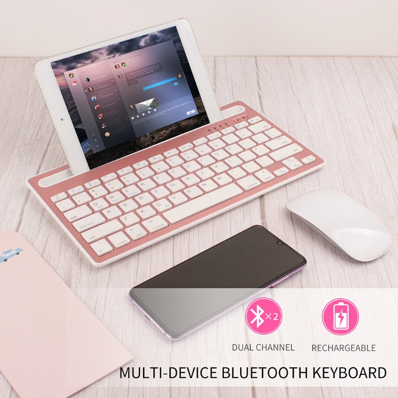 Bàn Phím Bluetooth Không Dây zzz Màu Xanh Nước Hồ Nhiều Chế Độ Có Thể Sạc Lại