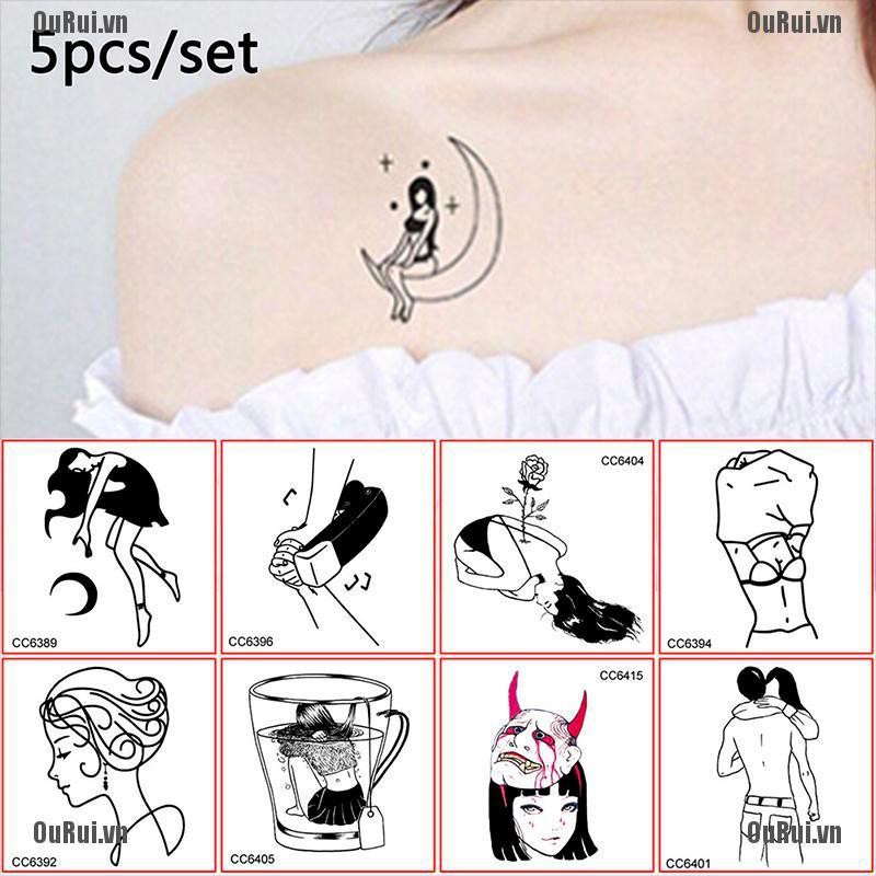 Set 5 Hình Xăm Dán Tạm Thời Nhiều Kiểu Độc Đáo