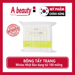 Bông tẩy trang Miniso Nhật Bản dạng túi 180 miếng