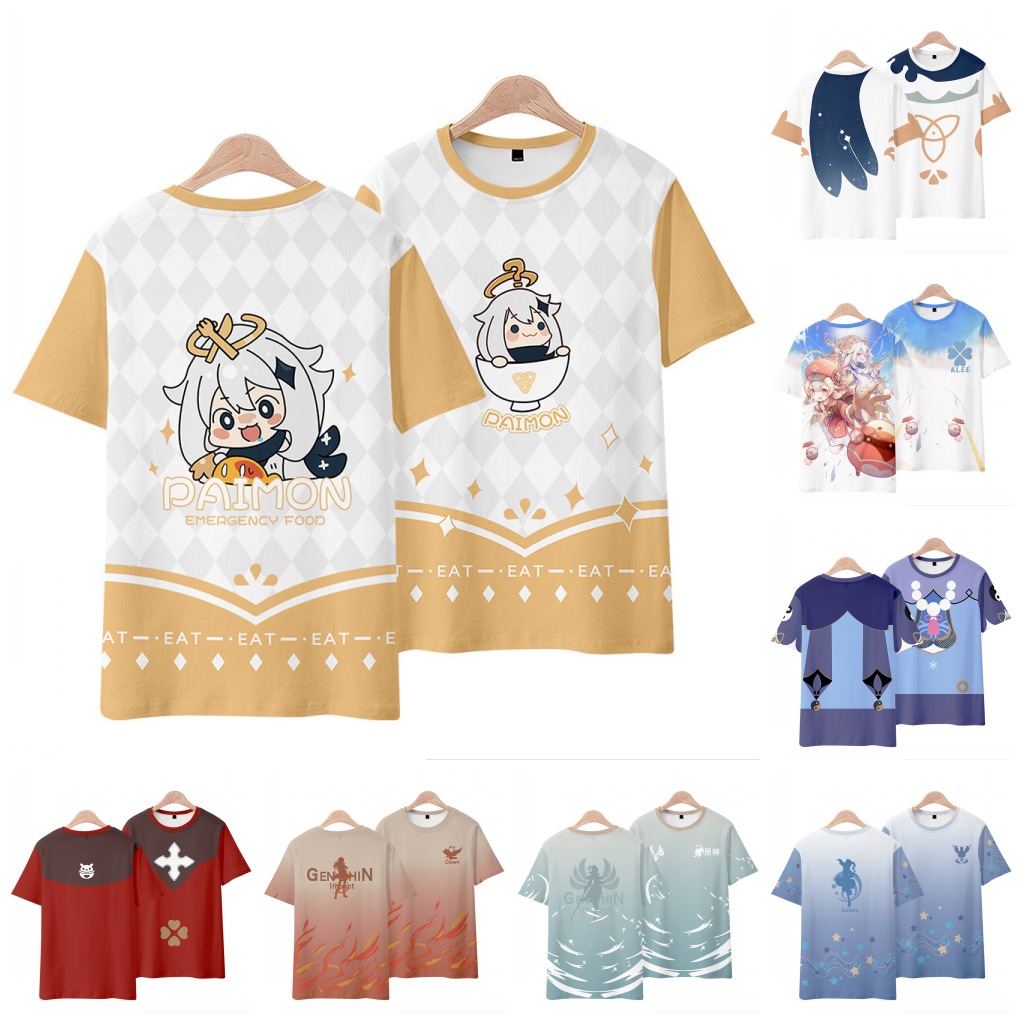 Áo Thun In Hoạ Tiết Genshin Impact Trẻ Trung Cá Tính Dành Cho Nam Và Nữ
