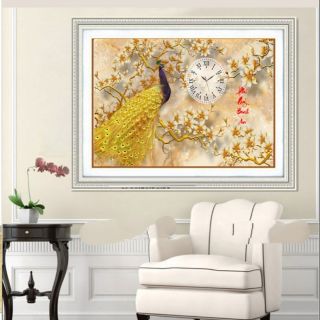 Tranh đính đá Đồng Hồ Phú Quý Bình An 80x52cm