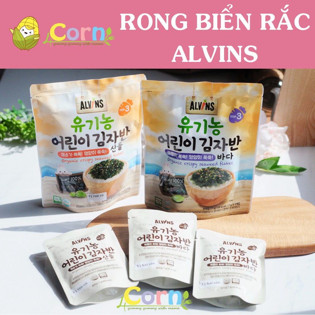 RONG BIỂN hữu cơ rắc cơm Alvins - cho bé 12m+