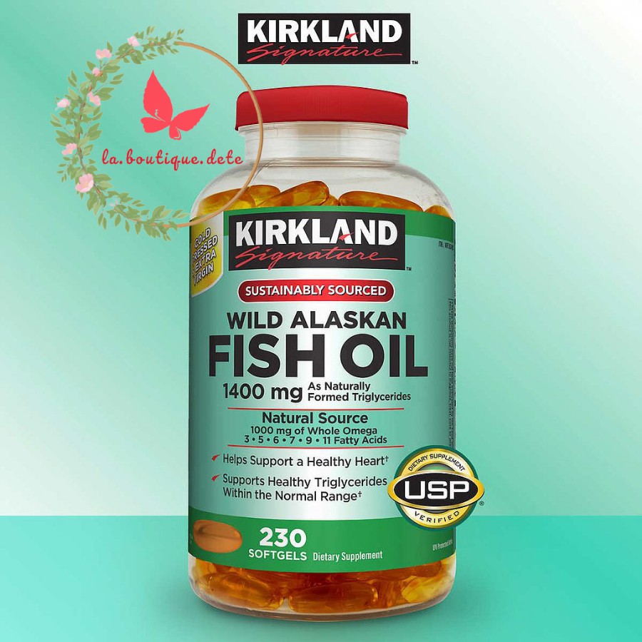 [Date mới liên tục] Viên uống dầu cá Kirkland Signature Wild Alaskan Fish Oil 1400mg 230 viên - Hàng Mỹ