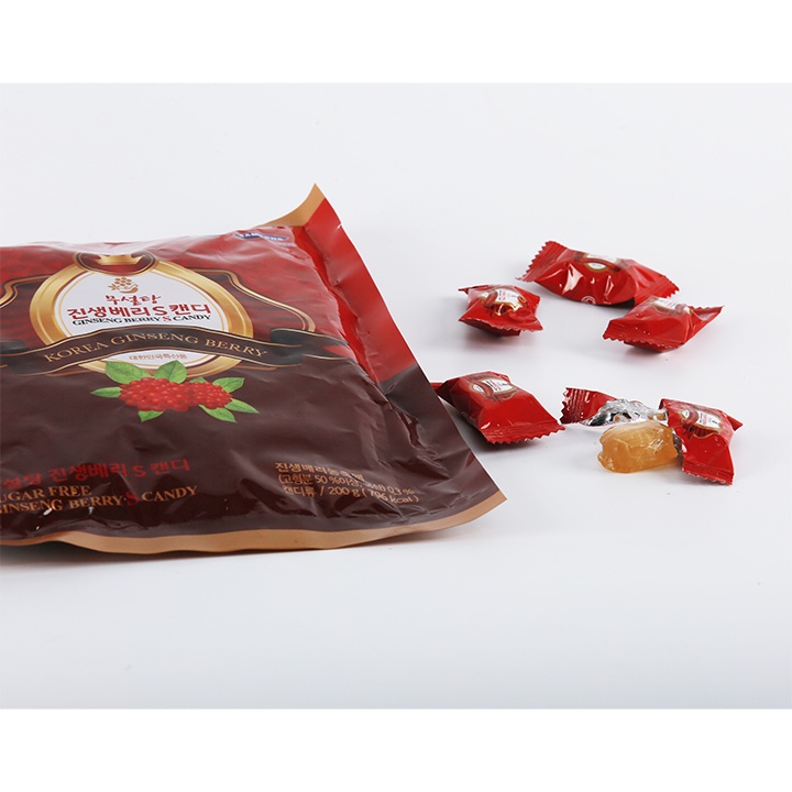 Kẹo quả sâm S Hàn Quốc không đường túi 200g- Tinh chất quả sâm giúp thư giãn, bồi bổ cơ thể.