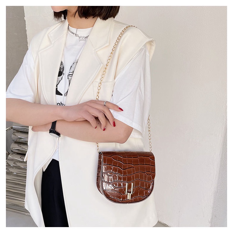 Túi Đeo Chéo JASMIN NOIR Vân Da Cá Sấu Phối Dây Xích Cỡ Nhỏ Thời Trang Cao Cấp Cho Nữ