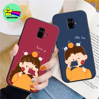 Ốp lưng samsung a5 2018 / a8 2018 / a8 plus in hình đôi chibi dễ thương , ốp lưng bền đẹp