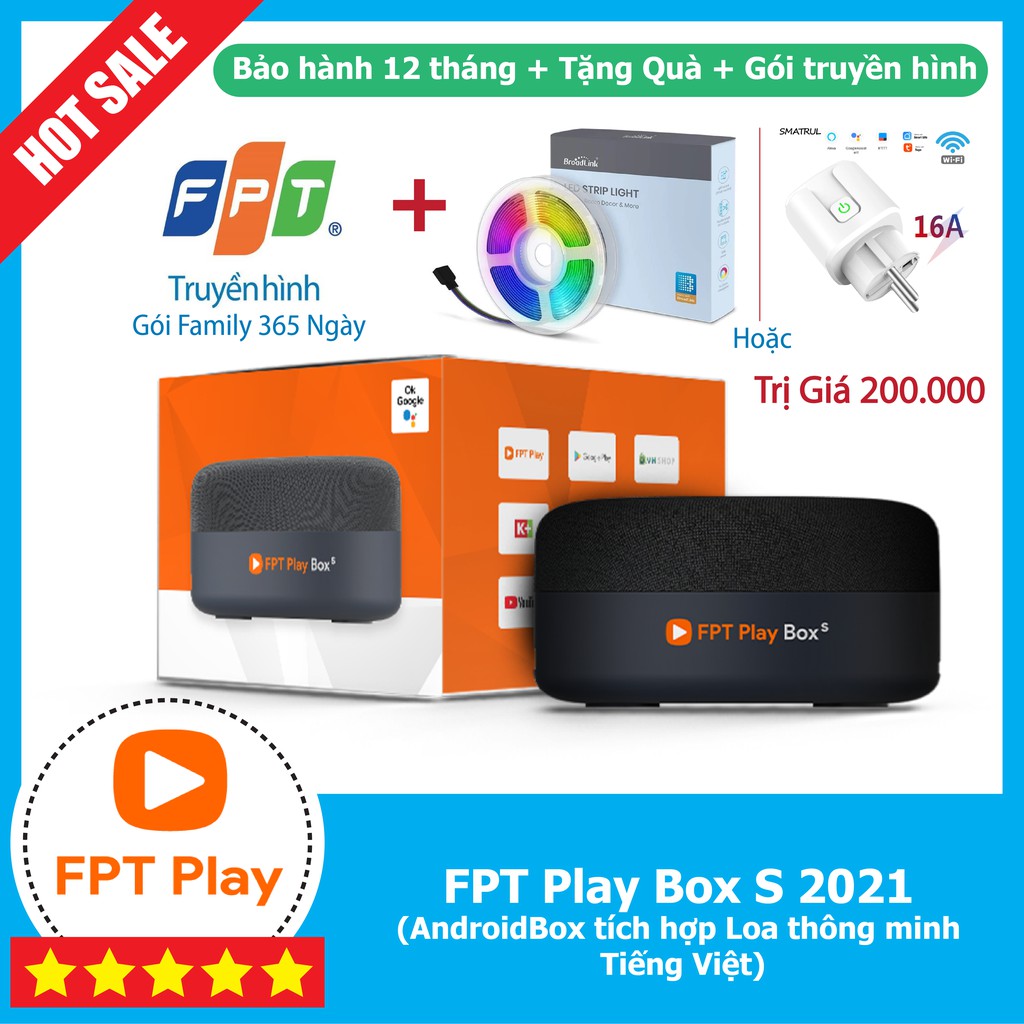 [Quà khủng] FPT PLAY BOX S 2021,điều khiển giọng nói, tích hợp trợ lý Google Assistant Tiếng Việt và điều khiển điều hòa