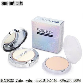 Phấn phủ siêu mịn chống nắng Cellio Ex Collagen twoway cake SPF 30 Hàn Quốc - HX2022