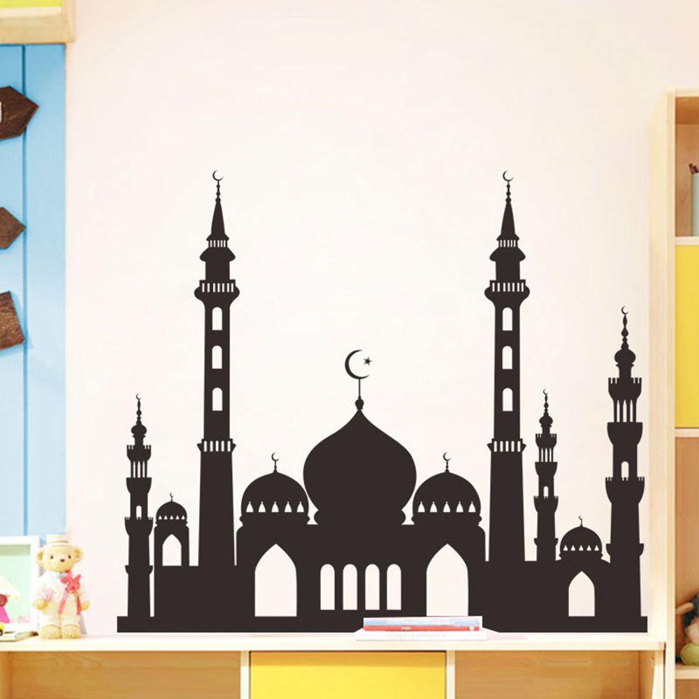 Decal dán tường Họa Tiết Mặt Trăng Ngôi Sao Hồi Giáo Trang Trí Cho Nhà
