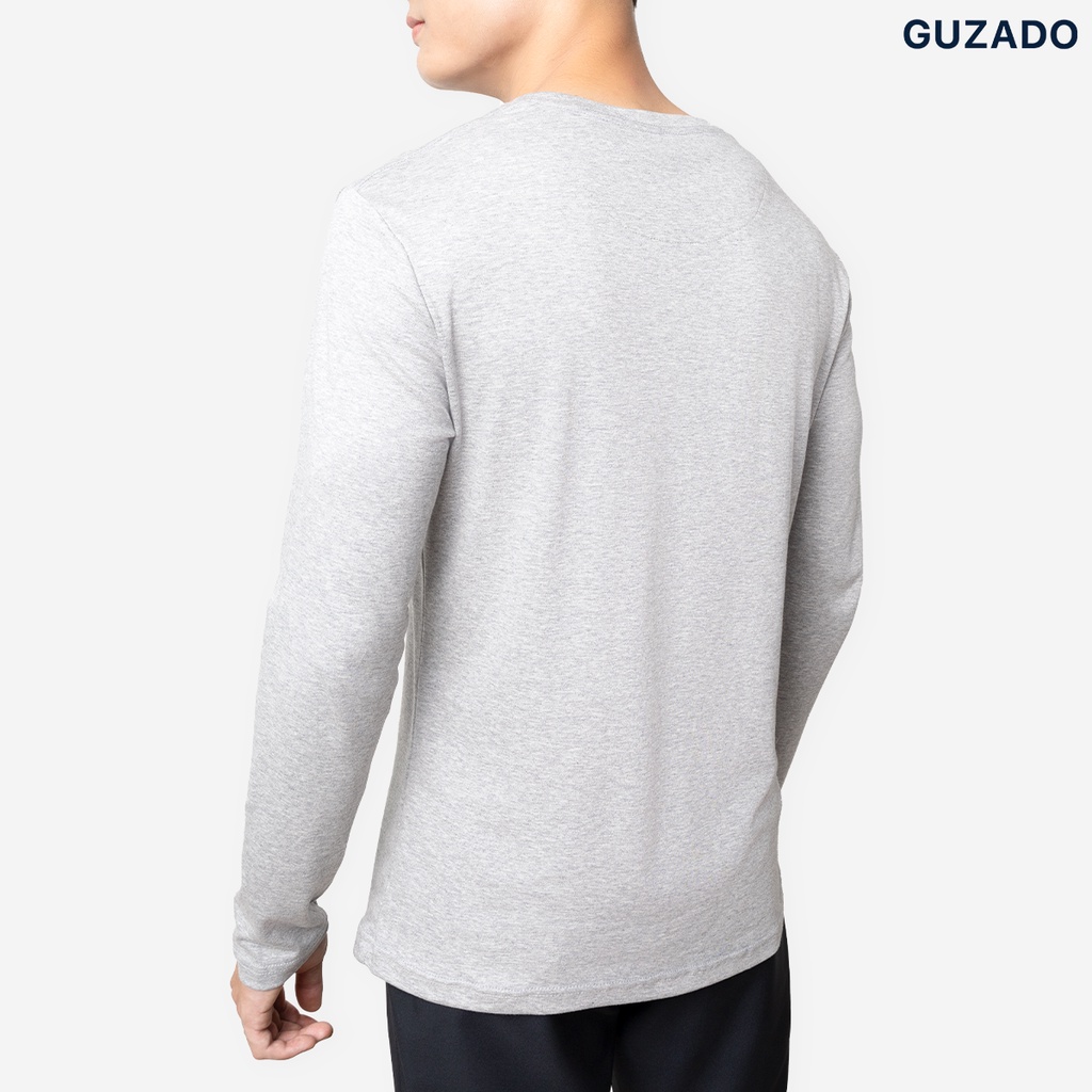 Áo sweater giữ nhiệt dài tay nam thu đông GUZADO Chất Cotton CVC Cao Cấp Co giãn 4 Chiều, vận động thoải mái GTD216