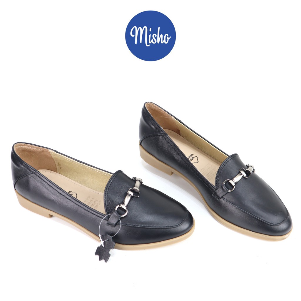 Giày mọi nữ loafer mũi nhọn phối kim loại Misho 1076 | BigBuy360 - bigbuy360.vn