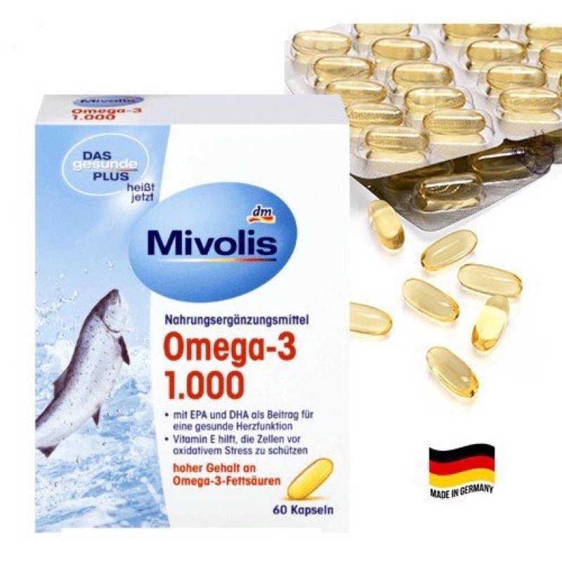 Dầu cá Mivolis Omega-3 1000mg - Hộp 60v - Hàng nội địa Đức