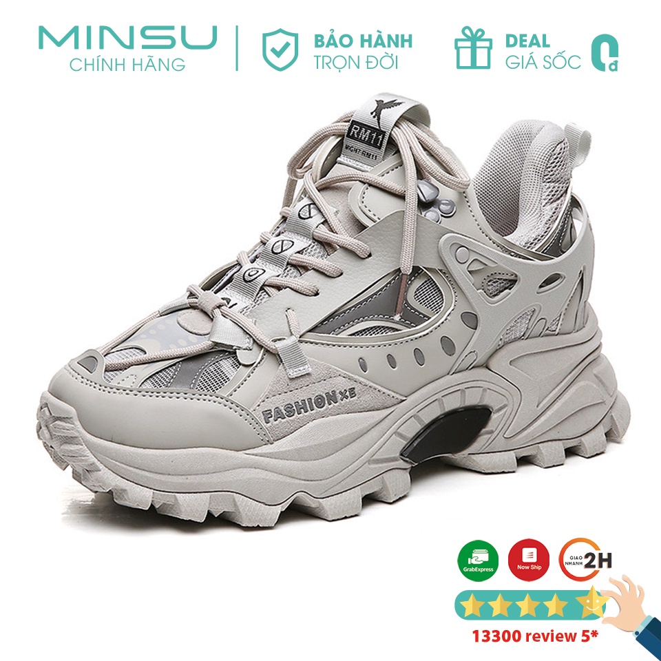 Giày Thể Thao Sneaker Chunky Nam MINSU M4701 Phản Quang Phá Cách Style Hàn Quốc Tăng Chiều 5cm Cao Cực Ngầu