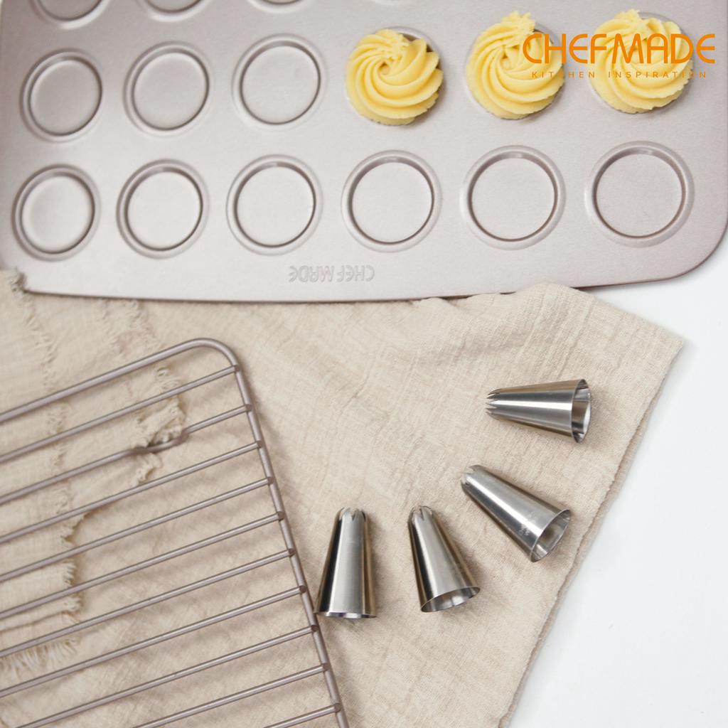 Bộ 4 đầu nối và 10 túi bắt bông kem CHEF MADE WK9763 bằng nhựa