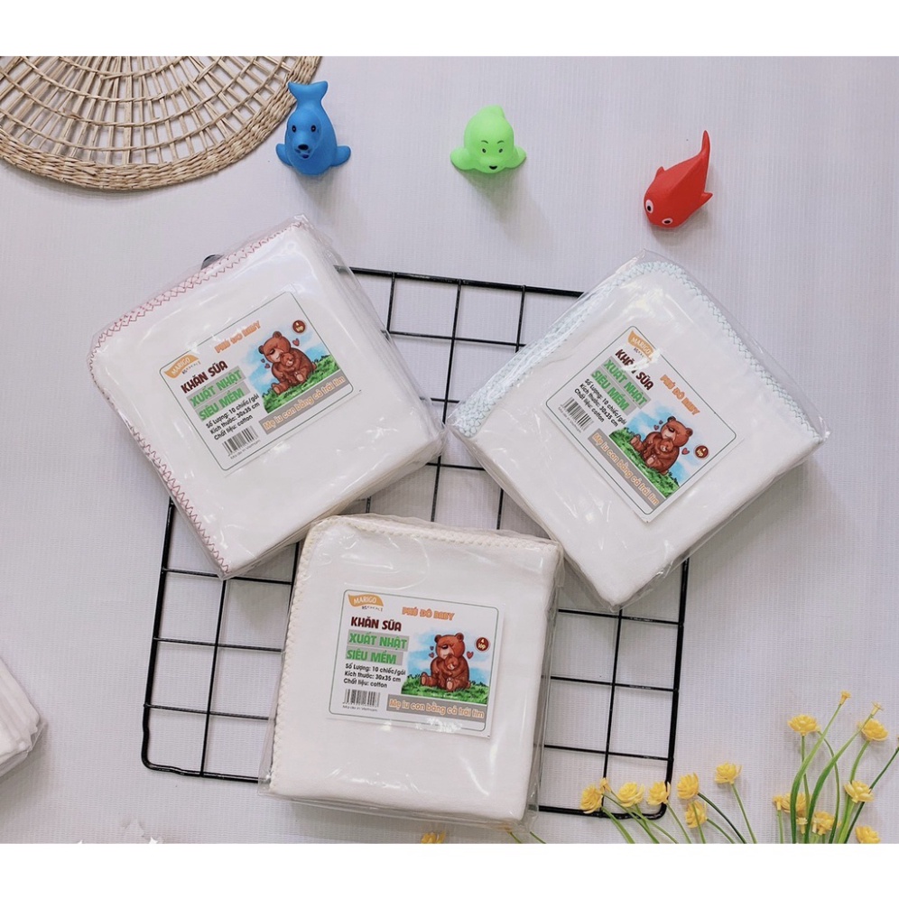 Khăn sữa / Khăn xô 3 lớp set 10 chiếc hàng cao cấp Phú Đô  cotton sợi tre tự nhiên mềm A Lá Kids