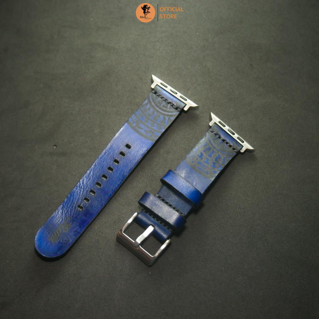 Dây Đồng Hồ AW 2,3,4,5,6,7,8, AW Ultra Da Bò Thanh Lịch - RAM Leather Simple trống đồng màu xanh navy