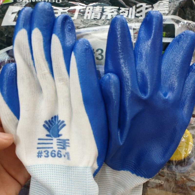 Găng tay phủ sơn xanh chống tĩnh điện, găng tay bảo hộ lao động loại đẹp chống trơn trượt, bám dính tốt