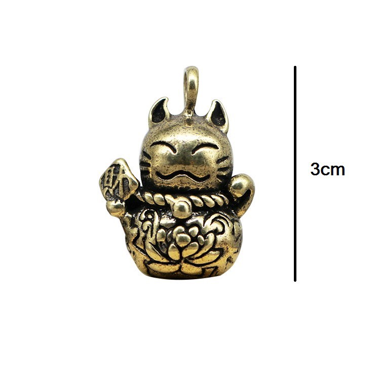 Tượng Mèo thần tài  mini bằng đồng thau chế tác thủ công dùng để trang trí bàn làm việc oto đem lại may mắn tài lộc