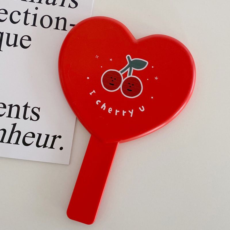 Gương Trang Điểm Cầm Tay Hình Trái Tim Hoạt Hình Phong Cách Vintage