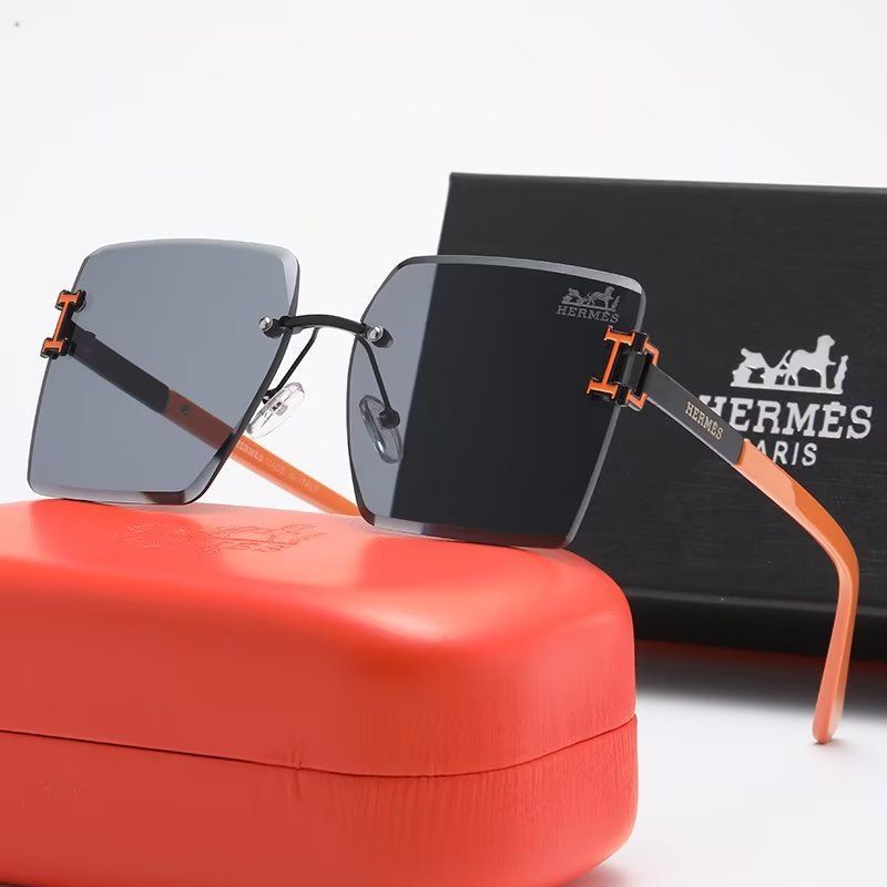 Kính Mát Hermes Gọng Vuông Lớn Chống Tia Sáng Thời Trang Cho Nam Và Nữ