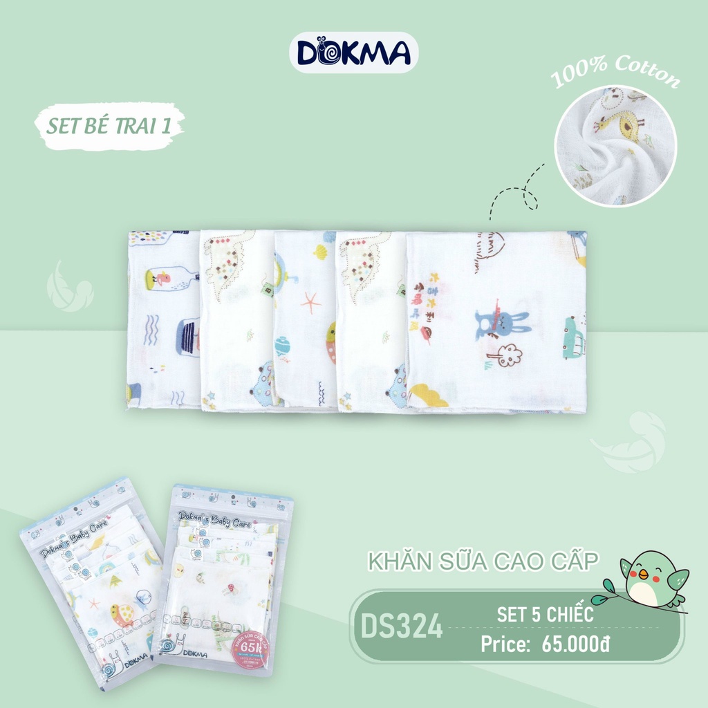 Set 5 khăn sữa cao cấp Dokma