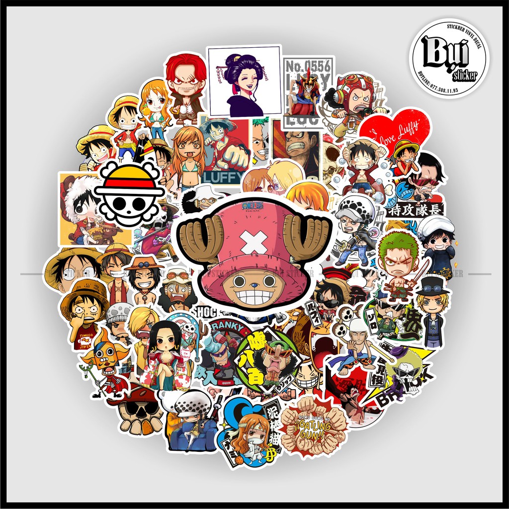Sticker Onepiece cute, dễ thương mẫu HOT nhất dán trang trí laptop, mũ nón bảo hiểm, vali, xe tay ga
