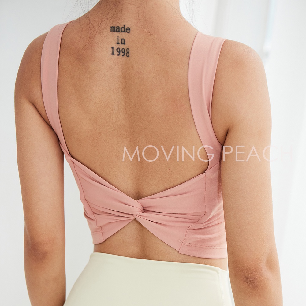 MOVING PEACH Áo Crop Top Thể Thao Chống Sốc Có Đệm Tháo Rời Được Hình Quả Đào Xinh Đẹp Cho Nữ BVB