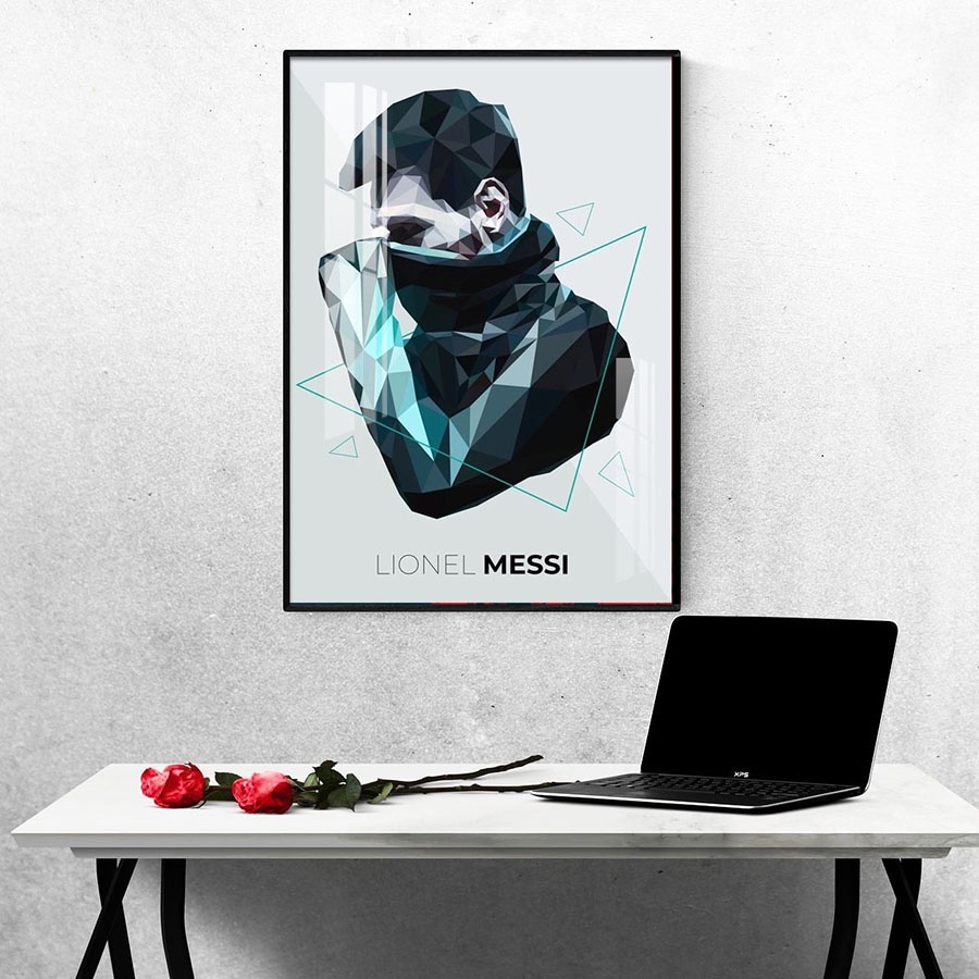 Tranh Laminate Tráng Gương - Tranh Treo Tường Cầu Thủ Bóng Đá LIONEL MESSI 2 - Tặng Kèm Đinh Treo Tường Không Cần Khoan