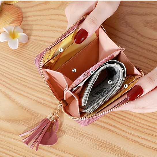 Ví Ngắn Nữ FOREVER LOVELY Mưa Tim Và Hoa Cúc Thời Trang Hàn Quốc