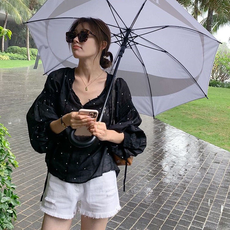 Áo kiểu tay dài họa tiết chấm bi dễ thương dành cho nữ