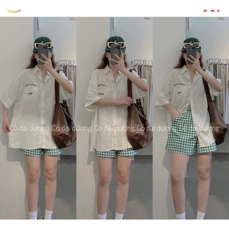 Áo sơ mi cộc tay túi hai dòng chữ HT12