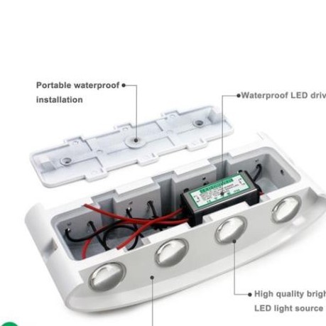 Đèn trang trí hắt tường 2 đầu 6w và 8w chống nước