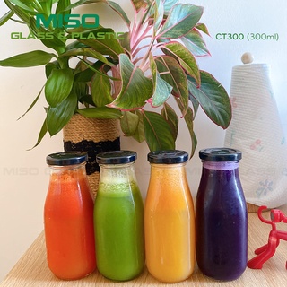 BỘ 6 CHAI THỦY TINH 300ML ĐỰNG SỮA HẠT, THỨC UỐNG SIÊU ĐẸP