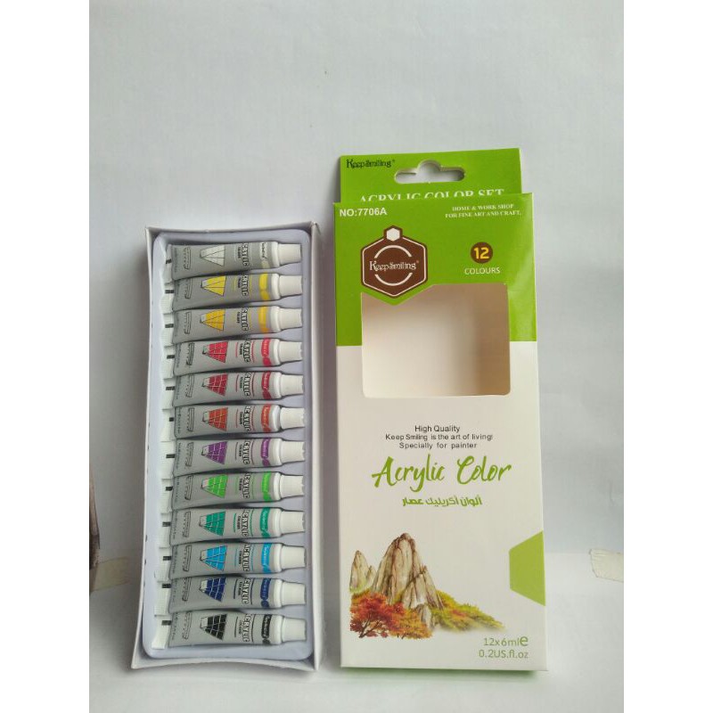 (SẴN) Màu acrylic dạng tuýp 12 màu(6ml)