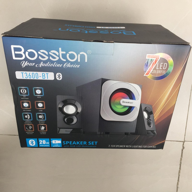 Loa vi tính 2.1 kiêm Bluetooth USB thẻ nhớ Bosston T3600-BT 20W led RGB 7 màu -