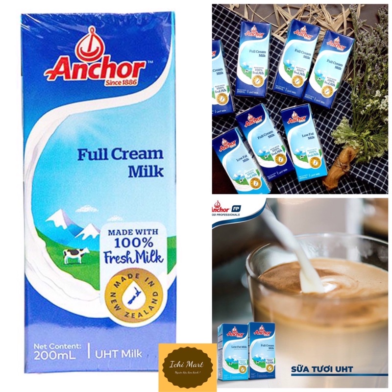 Sữa tươi nguyên kem Anchor,sữa tươi làm bánh ,pha chế,Làm kem tươi,Nguyên liệu làm bánh hoặc dùng trực tiếp (200ml-1l)