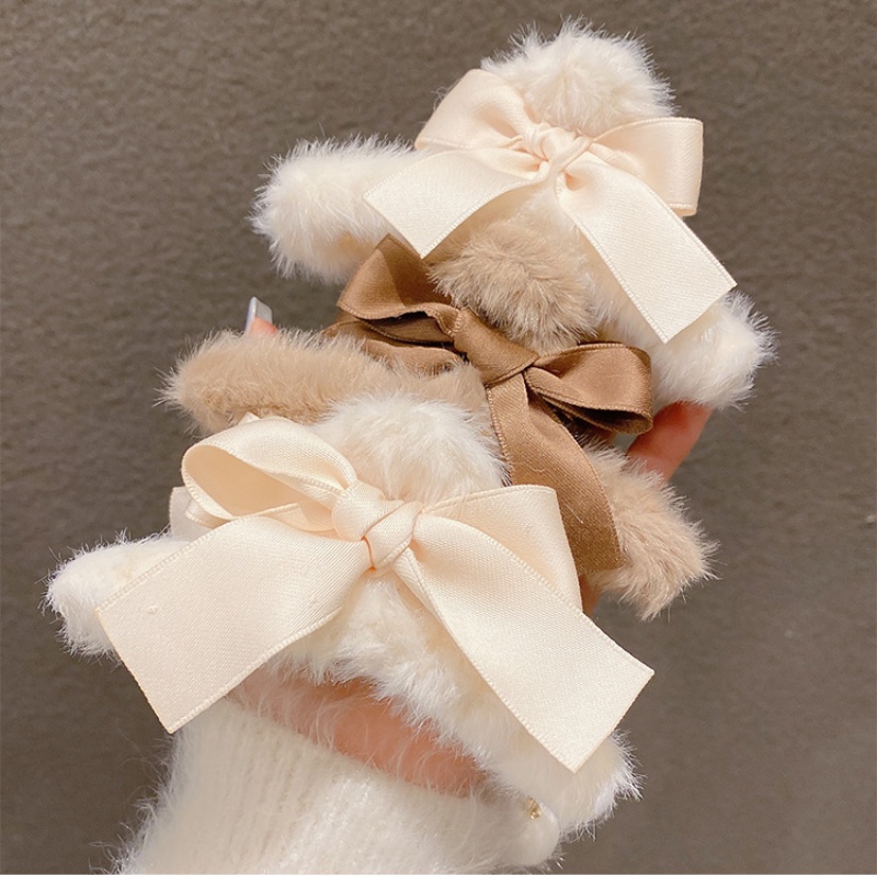 Kẹp Tóc Hình Nơ Phối Lông Phong Cách Hàn Quốc Thời Trang Cho Nữ