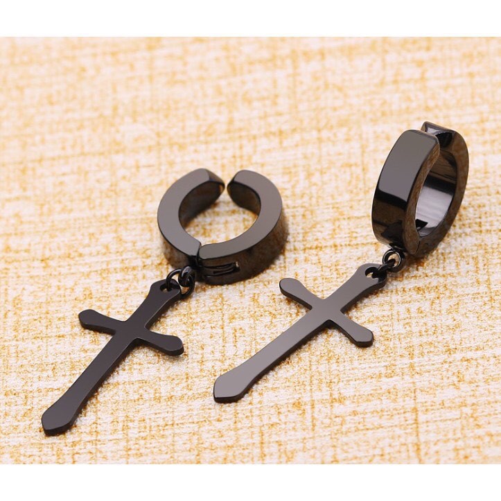 Cross Ear cuff kẹp tai titan thánh giá nam nữ không cần xỏ lỗ không gỉ không đen không dị ứng