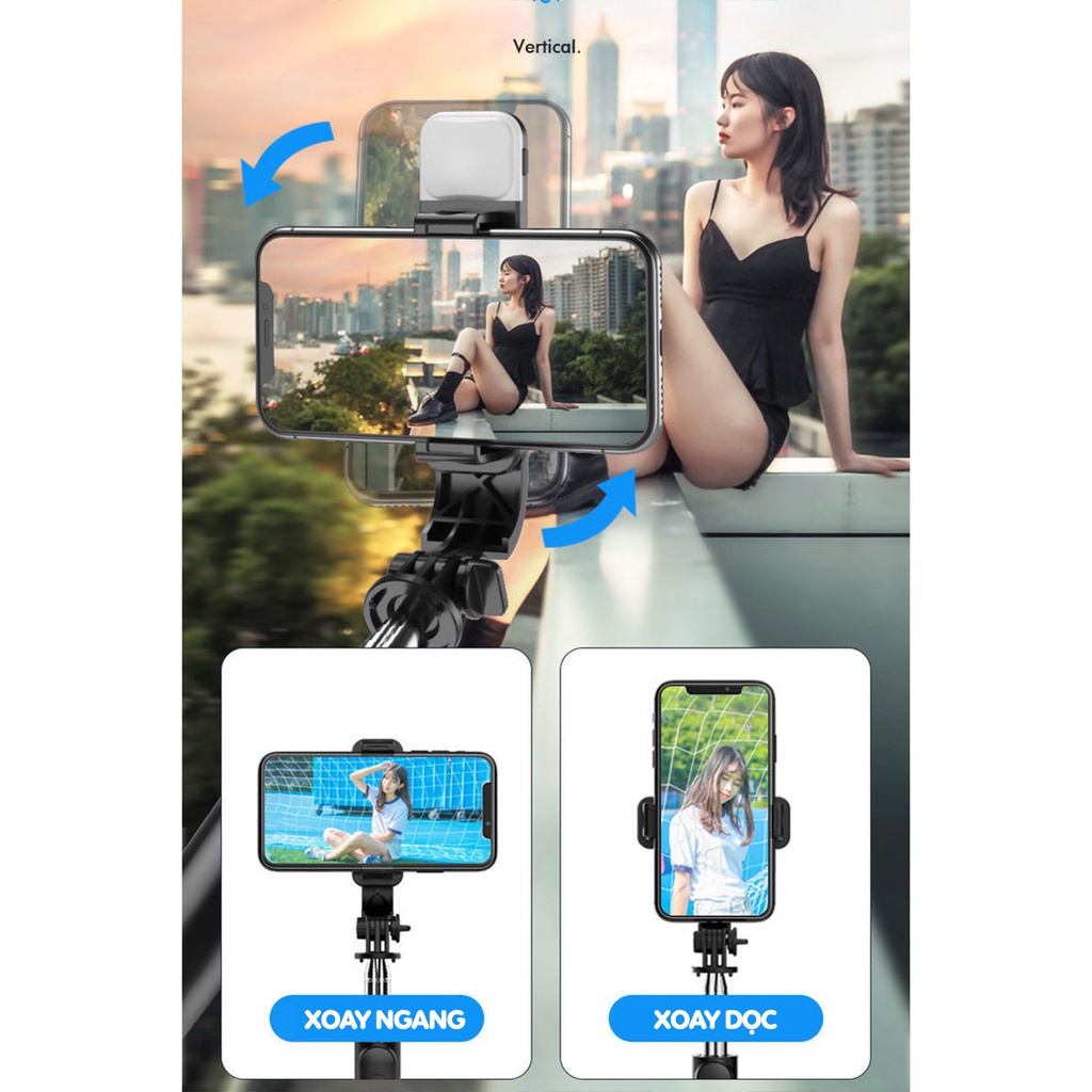 Gậy Selfie Q07 Có Đèn Led, Có Điều Khiển Từ Xa - Tripod Có 3 Chân Đỡ - Gậy Selfie - Chụp Hình 86cm