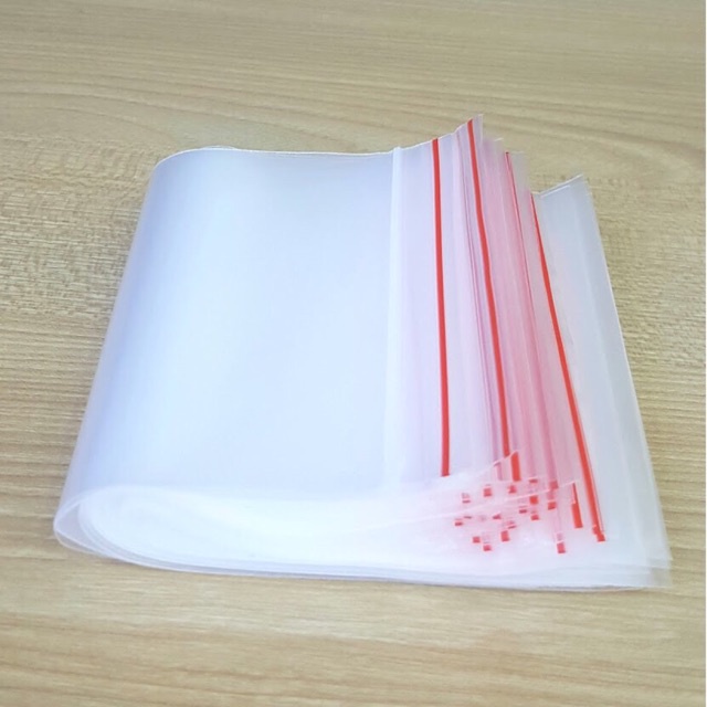 1 Kg Túi zip chỉ đỏ (zip PE, zip lock, zip viền đỏ) loại dày – 5 giây