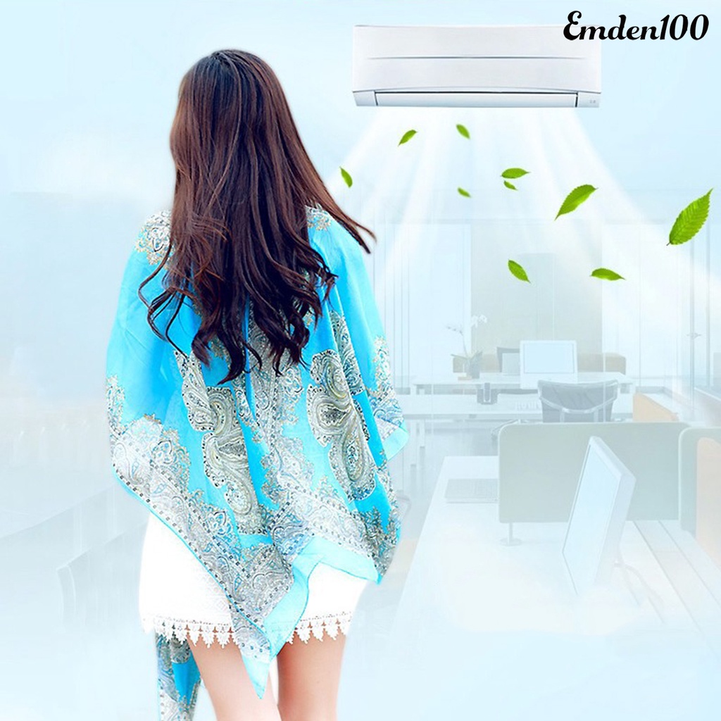 EMDEN Khăn Choàng Bikini Đi Biển Vải Chiffon In Hoa Kiểu Vintage Đa Năng Chống Nắng Cho Nữ