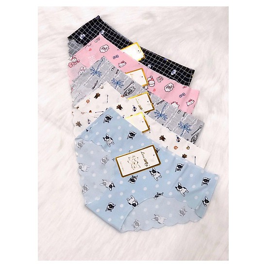 Quần Lót Nữ, Quần Chip Đúc Su Thun Lạnh Thông Hơi Không Đường May Họa Tiết - QL 015