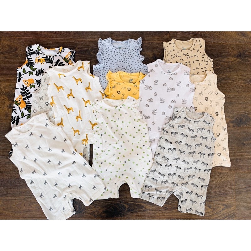 Bộ liền thân romper body đùi sát nách hãng Eco xuất dư chất liệu cotton siêu mềm cho bé cao từ 62-86cm