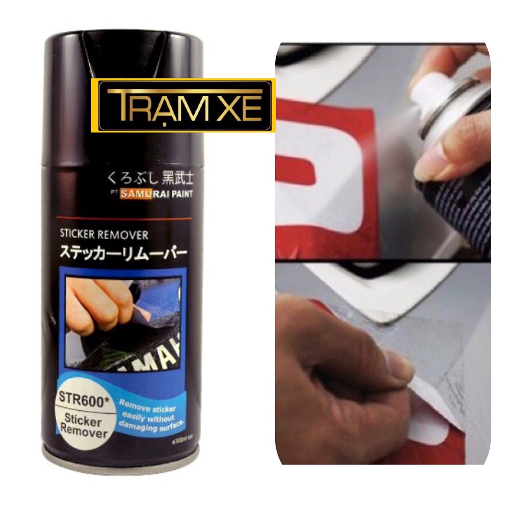 Chai xịt lột keo decal, tẩy băng dính STR600 (300ml) của hãng Sơn Samurai Paint tiện lợi trên mọi bề mặt